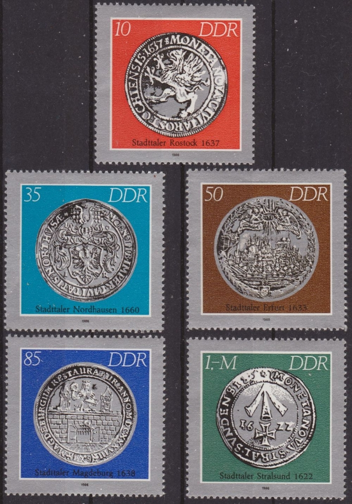 Alemania DDR 1986 Scott 2562_6 Sellos ** Monedas de la Ciudad Timbres Allemagne Germania Germany Alemagne Deutschland